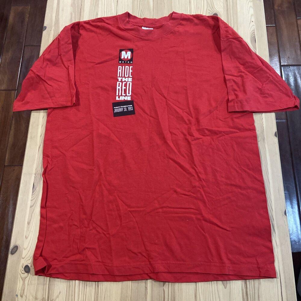 VTG 90s Los Angeles Metro Red Line Opening T Shirt Public Transport Train XL